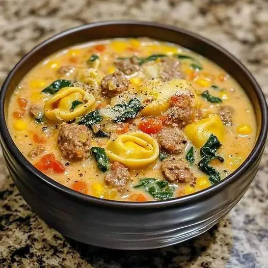 🥣 Creamy Tortellini Soup With Sausage, Spinach, And Parmesan