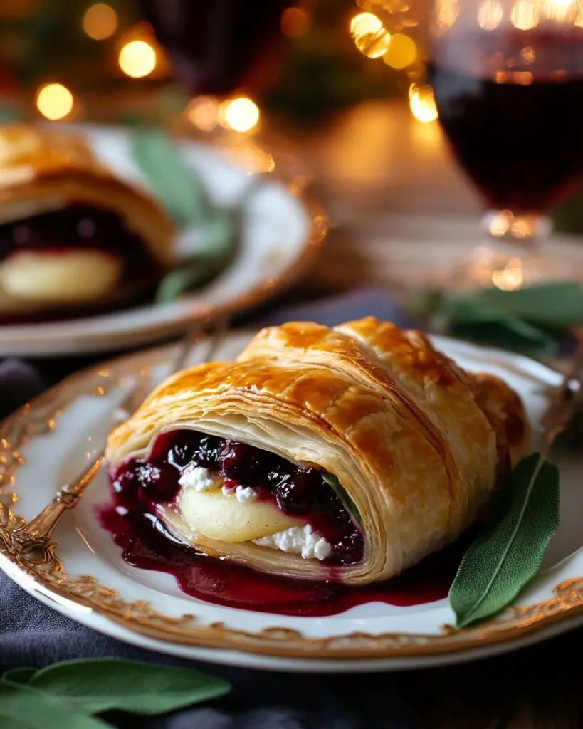 Baked Pear & Sage Wellington With Ricotta & Berry Reduction