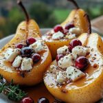 Baked Pears With Feta, Honey, And Cranberries