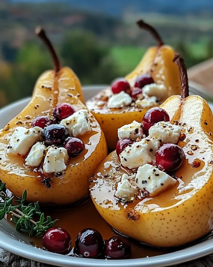 Baked Pears With Feta, Honey, And Cranberries