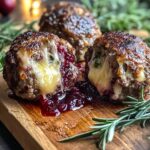 Brie & Cranberry Stuffed Meatballs