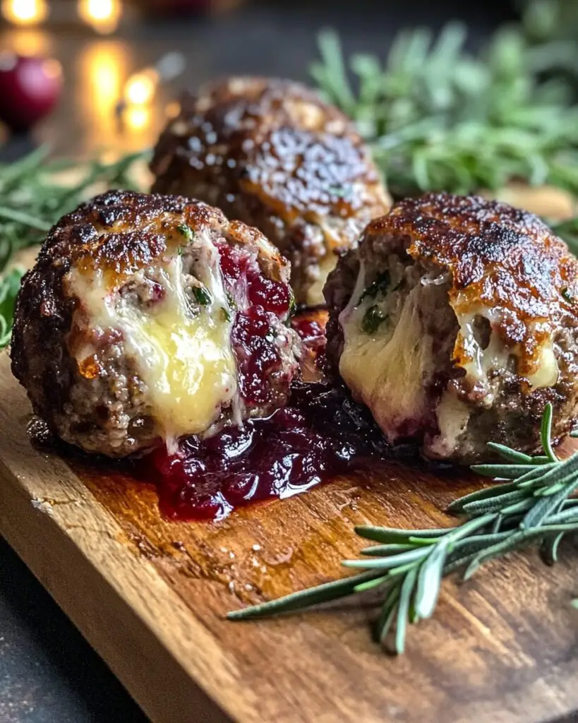 Brie & Cranberry Stuffed Meatballs