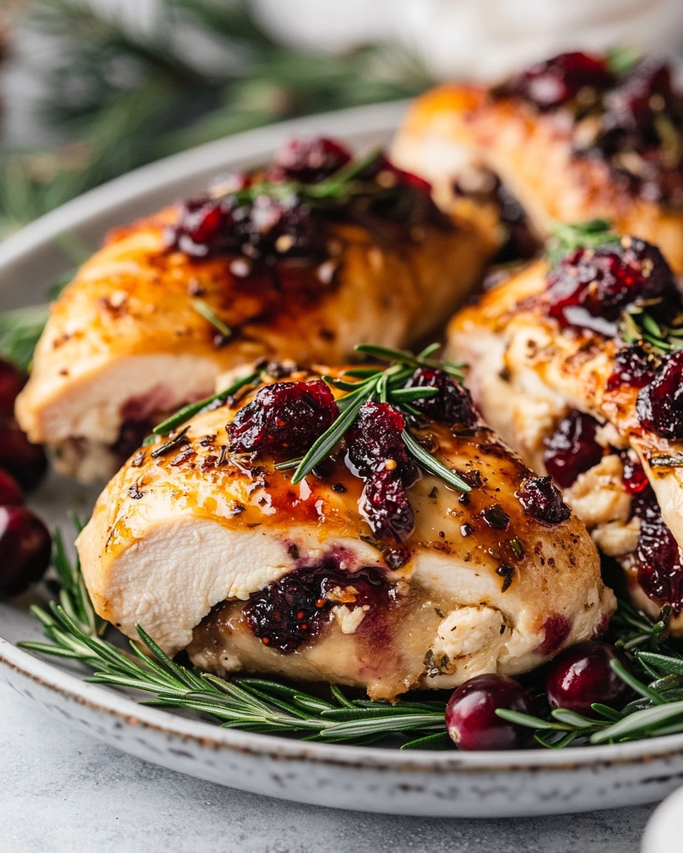 Brie & Fig Stuffed Chicken Breasts With Rosemary Cranberry Glaze