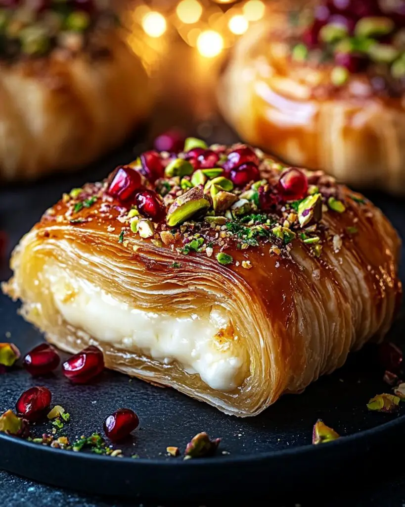 Brie & Pomegranate Pastry Parcels With Pistachio Topping