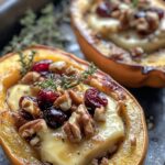 Brie Stuffed Acorn Squash With Cranberry Walnut Filling