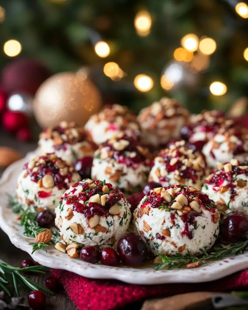 Cranberry & Almond Goat Cheese Balls With Thyme Honey Drizzle