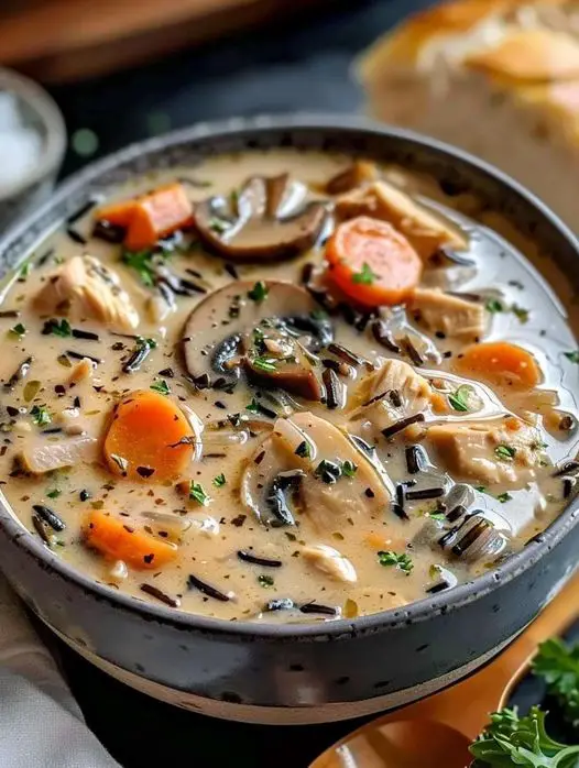 Creamy Mushroom Chicken And Wild Rice Soup