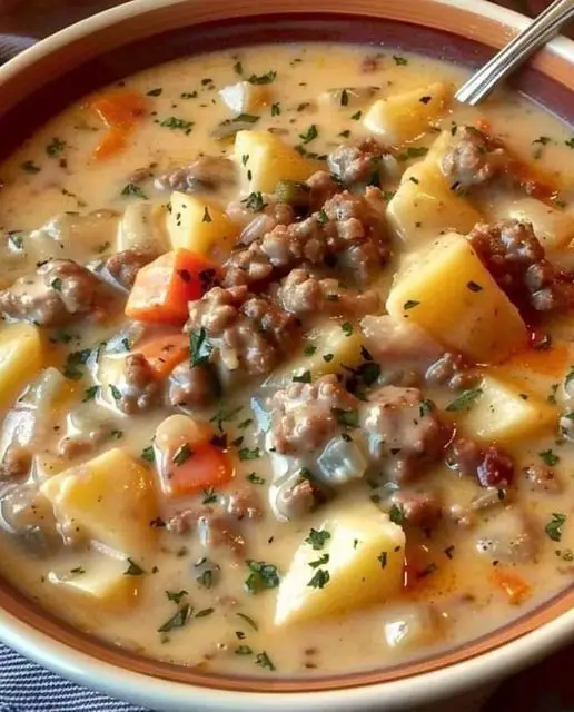 Creamy Potato Beef Soup Recipe