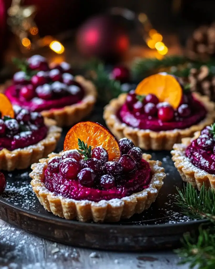 Golden Beet & Cranberry Pesto Tartlets With Almond Ricotta