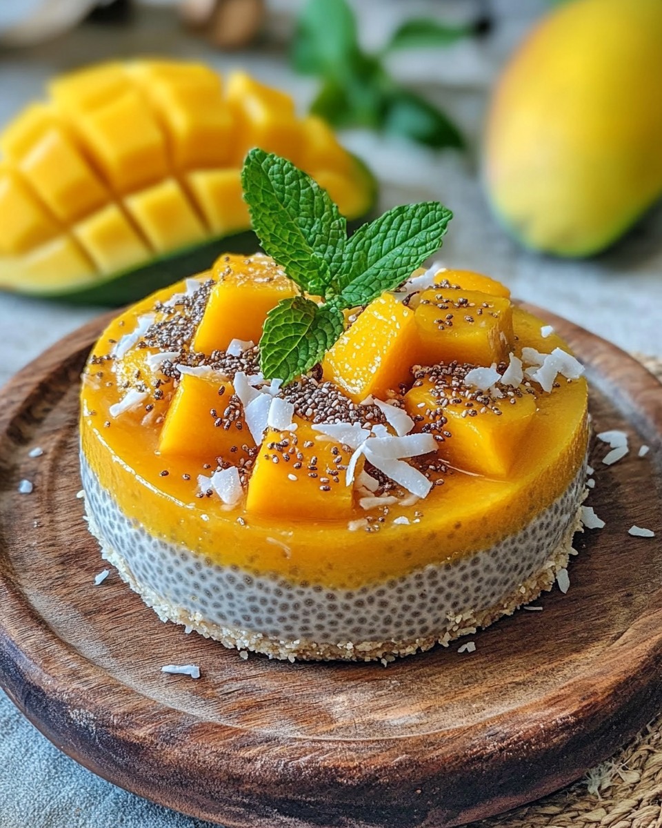 No Bake Coconut Chia Seed Pie With Mango & Passionfruit