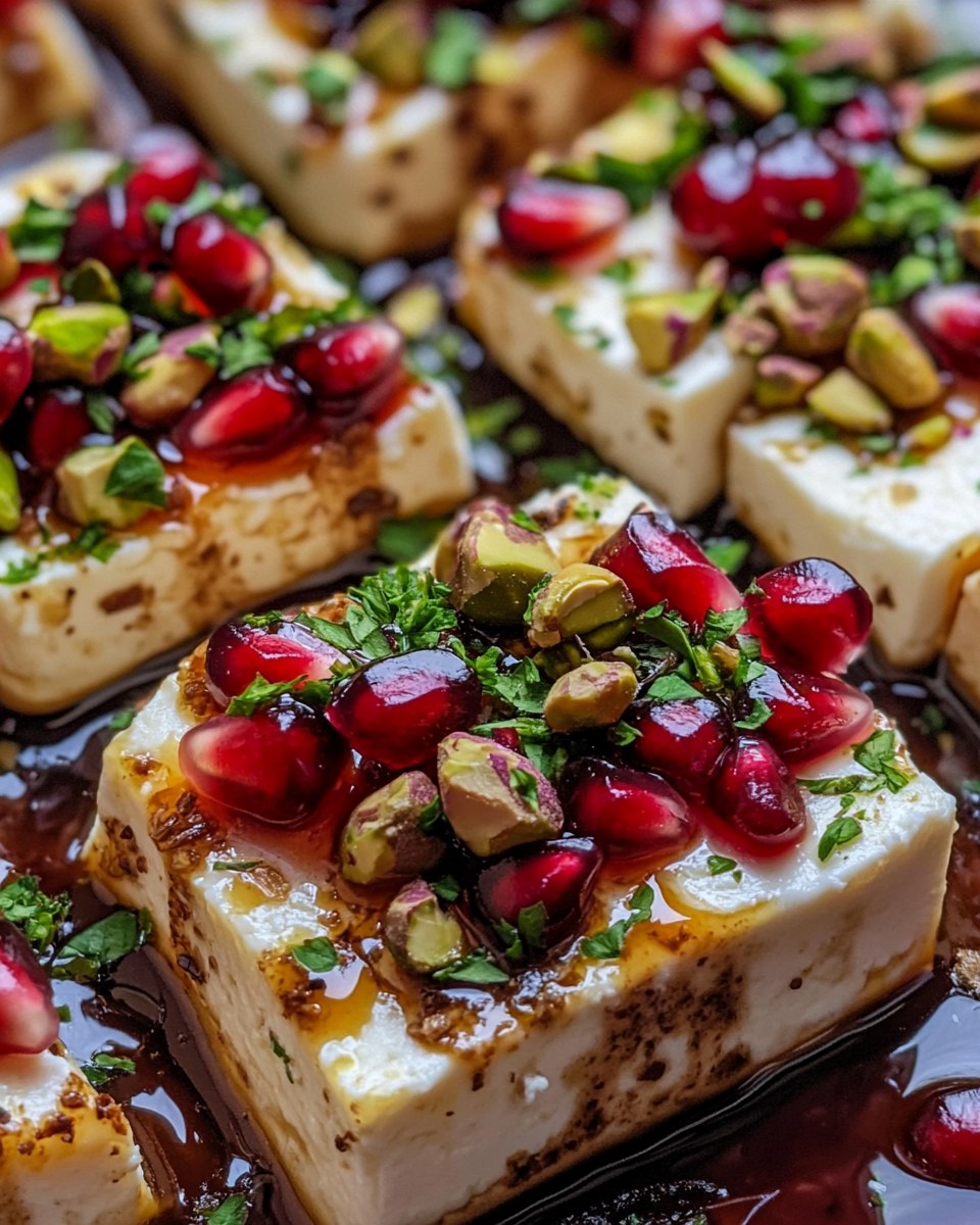 Pomegranate & Pistachio Baked Feta With Honey Drizzle