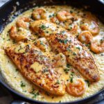 Red Snapper, Shrimp & Grits With A Cajun Cream Sauce