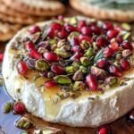 Warm Goat Cheese With Pomegranate, Pistachios & Rosemary Infused Honey