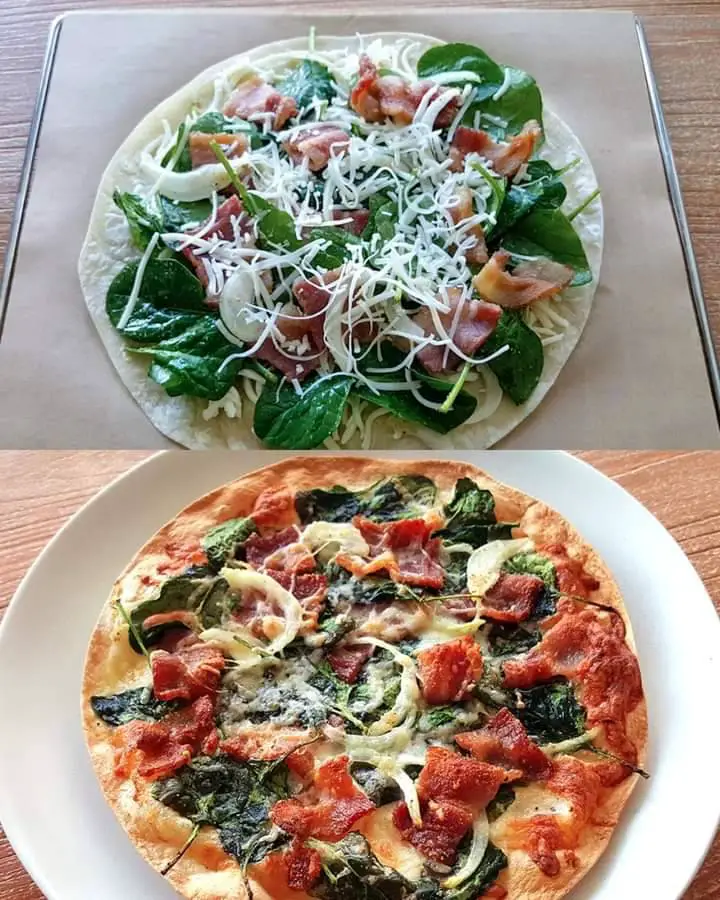 Cheesy Spinach And Chicken Flatbread Pizza