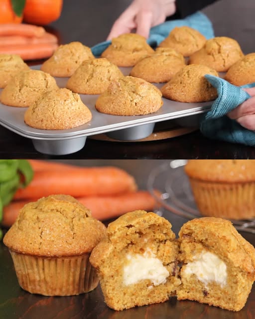 Cream Cheese Stuffed Carrot Muffins With Orange Zest