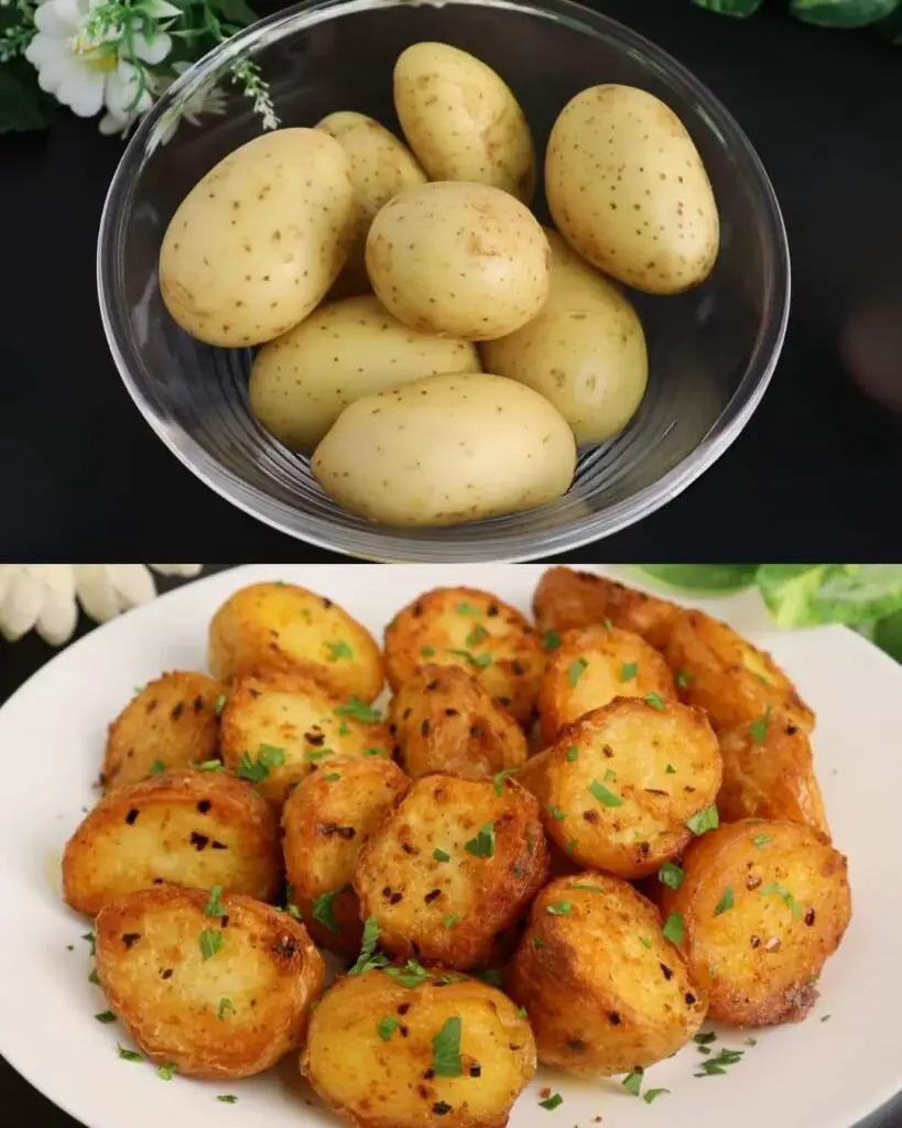 Crispy Garlic Roasted Potatoes With Herbs