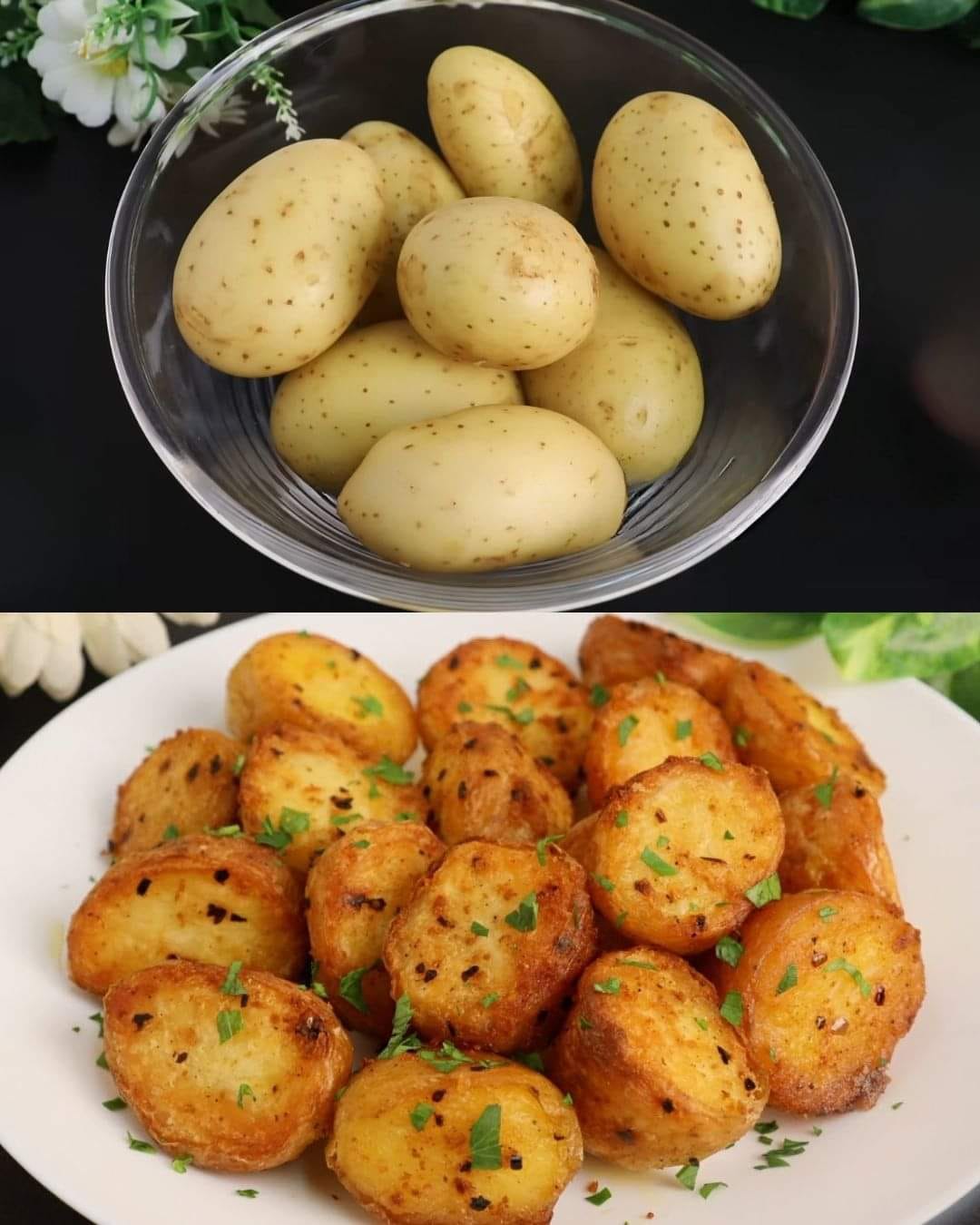 Crispy Garlic Roasted Potatoes With Herbs