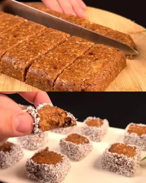 Date And Nut Energy Bars With Chocolate And Coconut Coating