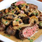 Flambéed Brandy Steak With Mushroom Sauce Recipe