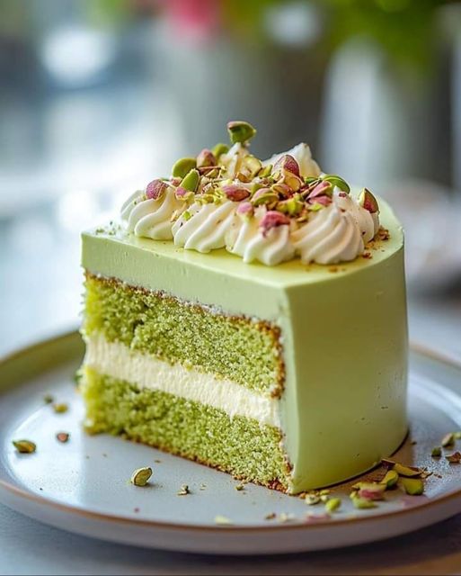 Luscious Pistachio Cream Cake