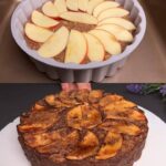 Oatmeal Chocolate Banana Cake With Apple Topping