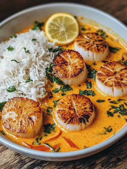 Perfectly Seared Scallops In A Creamy, Fragrant Sauce!