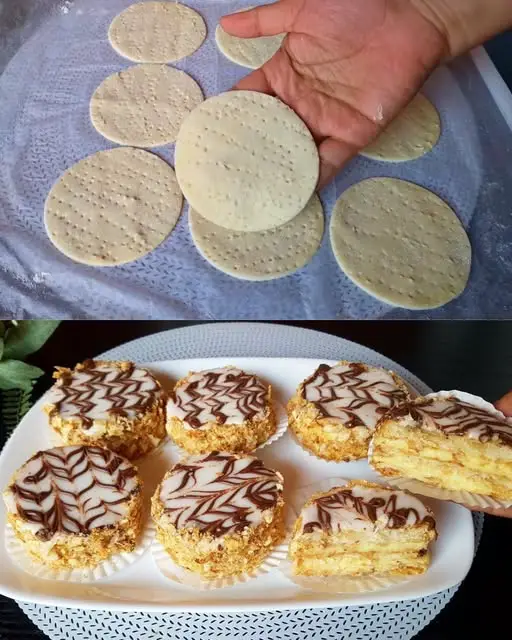 Puff Pastry With Homemade Custard And Chocolate Drizzle