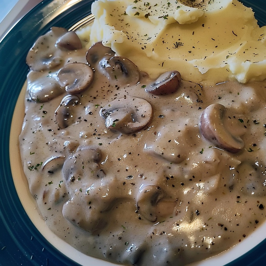 Vegan Mushroom Sauce & Garlic Mashed Potatoes