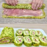 Zucchini Roll Stuffed With Ham And Cheese