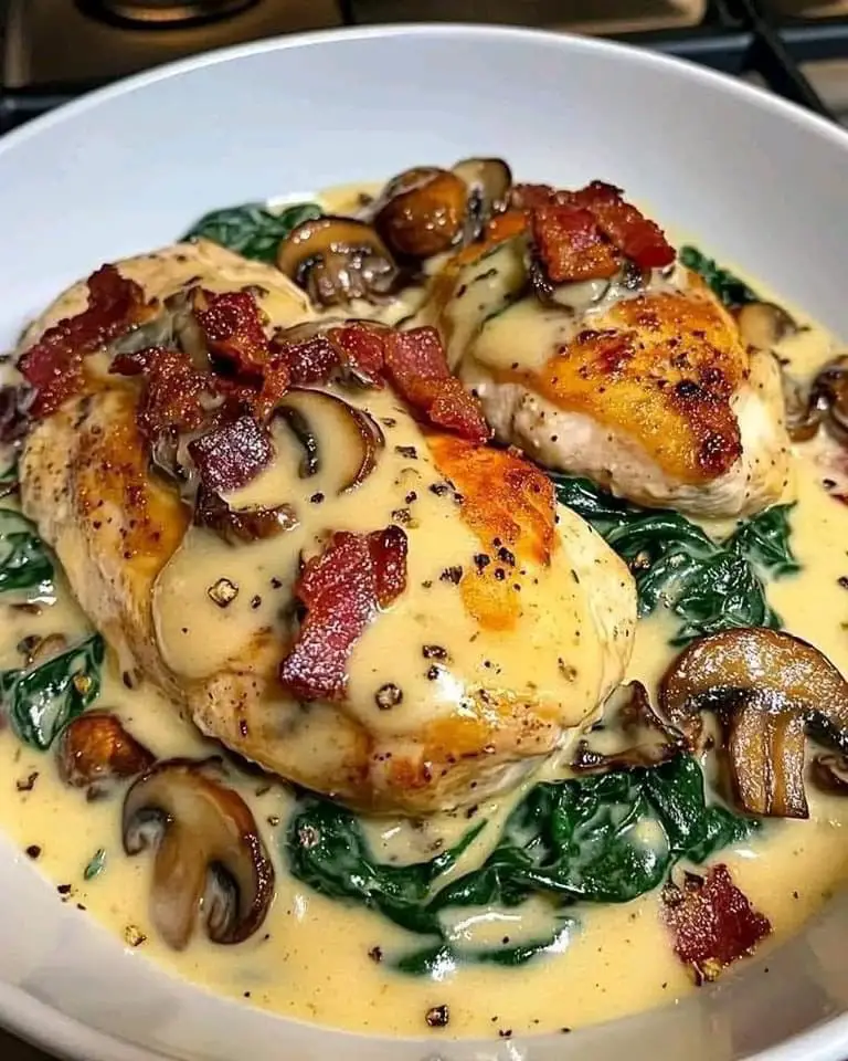 Creamed Spinach, Turkey, And Mushrooms