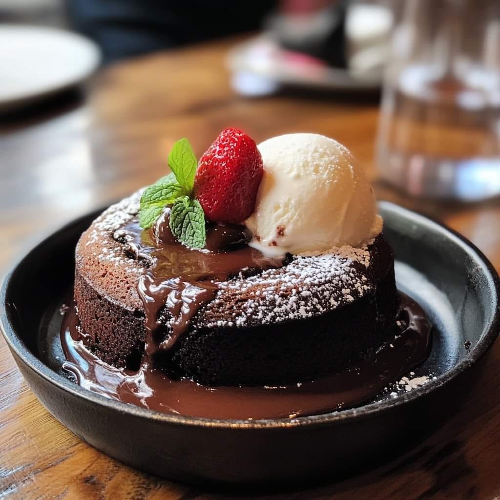 Decadent Chocolate Lava Cake With Vanilla Ice Cream