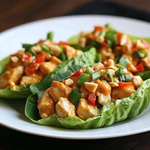 Spicy Thai Peanut Chicken Lettuce Wraps (low Carb)