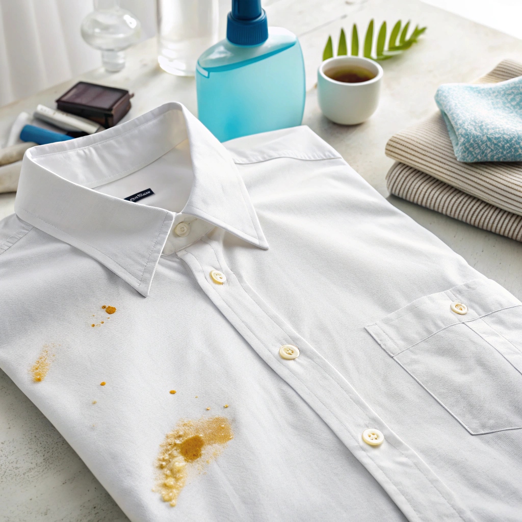 A Close Up Shot Of A Stained White Cotton Shirt Wi