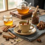 A Rustic Wooden Kitchen Table With A Warm Invitin