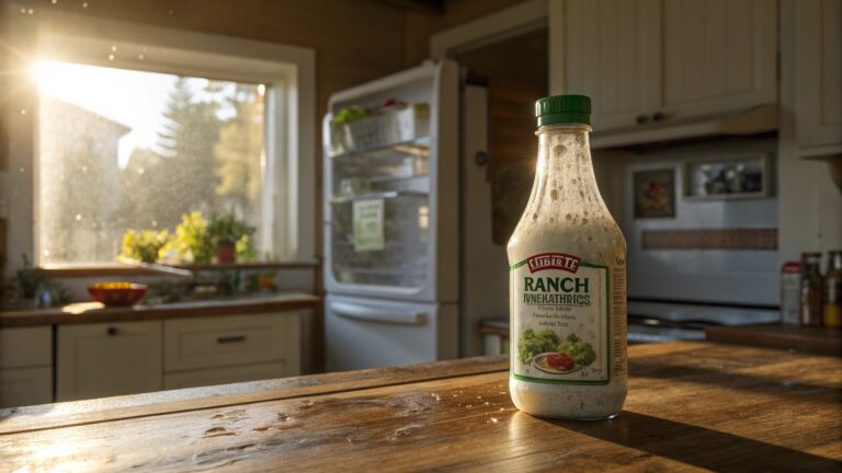 A Bottle Of Ranch Dressing Sitting On A Wooden Kit