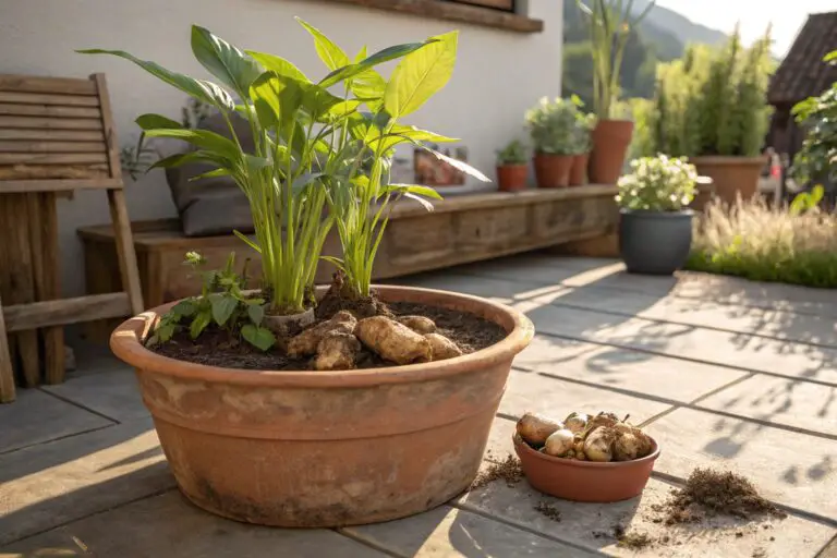 Realistic Photo Of Ginger Growing In A Wide Rusti