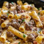 Cheesy Rigatoni with Garlic Butter Beef