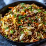 Chinese Ground Beef & Cabbage Stir Fry