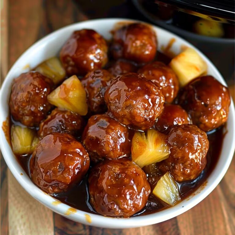 Crockpot Pineapple Barbecue Meatballs