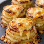 Oven Baked 4 Ingredient Cheesy Potato Stacks