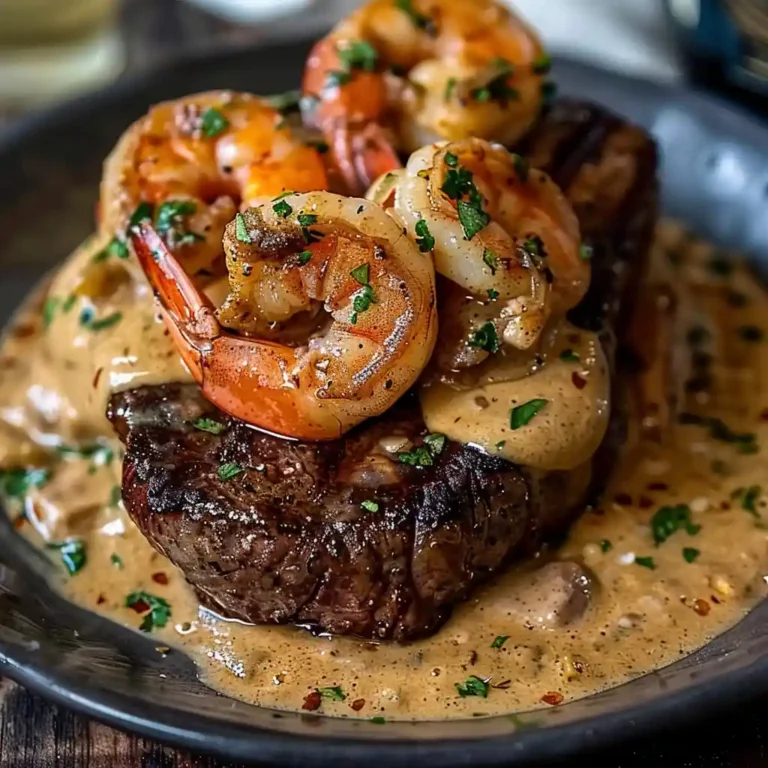 Steak with Creamy Cajun Shrimp Sauce