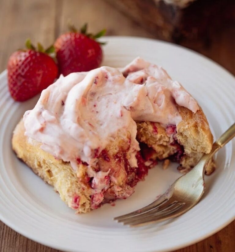 Strawberry Cinnamon Rolls with Lemon Cream Cheese Glaze