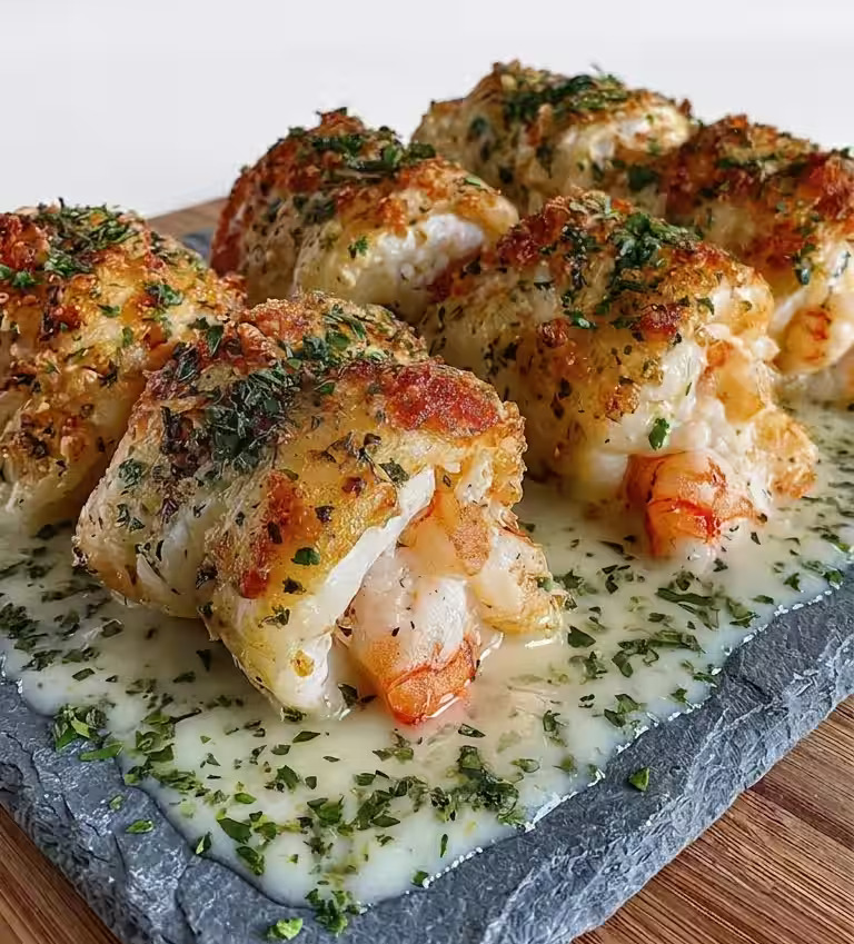 Creamy Garlic Parmesan Shrimp Roll Ups